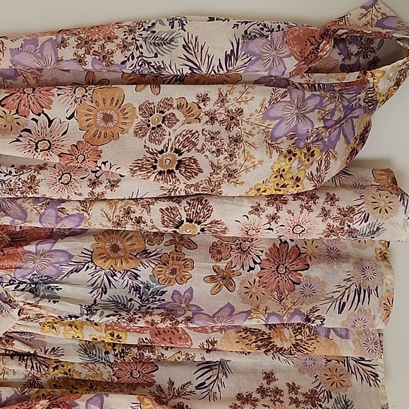 Anthropologie Karlie Floral  Puff Sleeve BOHO Pleat Top Pastel Size Small - Picture 14 of 16